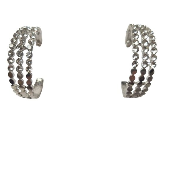 Elegant Sparkling Rhinestone Silver Tone Hoop Earrings  Womens Costume Jewelry - Picture 1 of 3